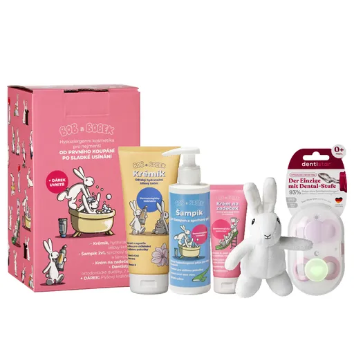 Bob a Bobek "Baby Pink", kosmetická dárková sada pro miminko (0-6 měsíců) + dárek zdarma