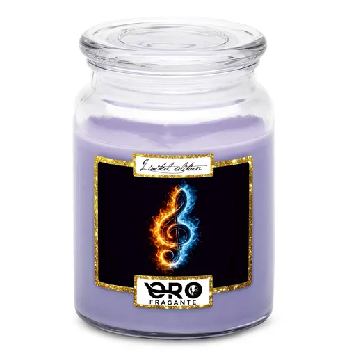 Svíčka Houslový klíč v plamenech (Vůně svíčky: Levandule)