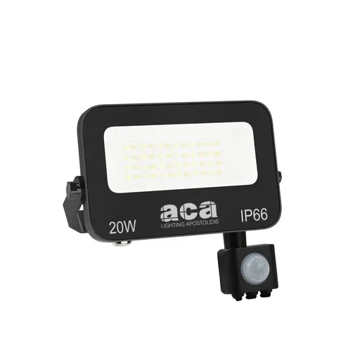 ACA Lighting LED SMD černý reflektor s pohybovým čidlem 20W 3CCT 2000lm 185-260V Ra80 IP66 N20CCTS