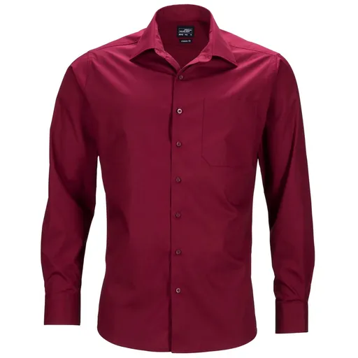 James & Nicholson (Daiber) Pánská košile s dlouhým rukávem JN642 - Vínová | 3XL