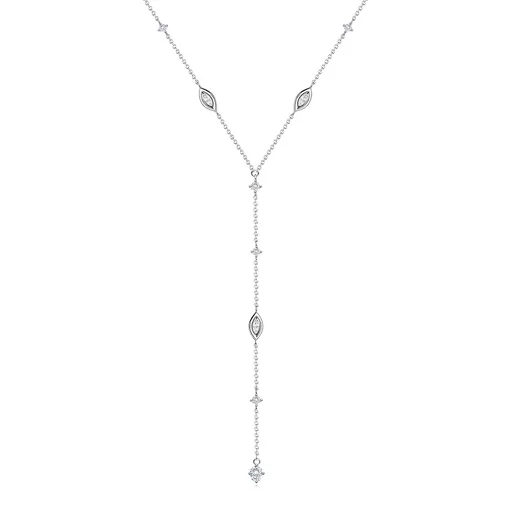 Stříbrný náhrdelník 925 se zirkony ve tvaru kruhu, zrnek a oválu