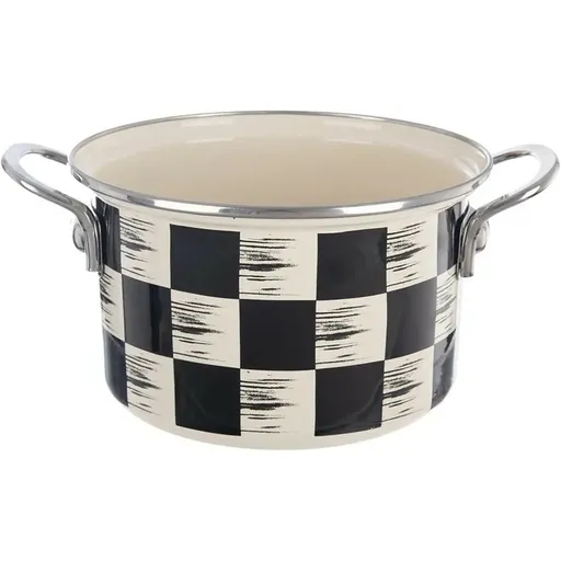 Hrnec smalt ŠACHOVNICE Lem 2 l , pr. 18 cm