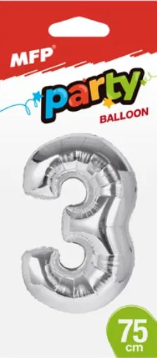 Balónek č.3 nafukovací fóliový 75 cm