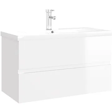 Shumee Skříňka se zápustným umyvadlem - bílá, vysoký lesk, dřevotříska (3071645)