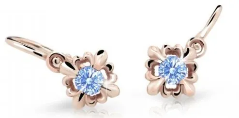 Cutie Jewellery Roztomilé dětské náušnice z růžového zlata C2212-10-X-4 světle modrá