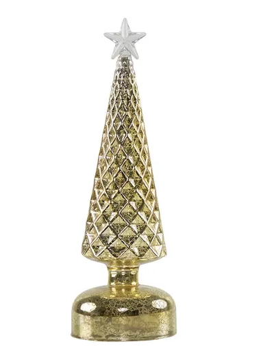 Zlatý svítící skleněný vánoční stromek Led M - Ø 8*26 cm Mars & More