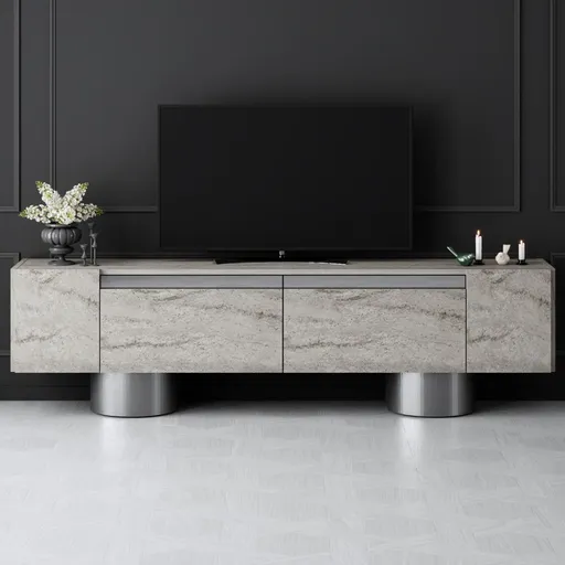 TV stolek Bohem - Travertine, Silver
