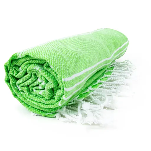 The One Towelling Plážová osuška Hamam Sultan - Limetkově zelená / bílá | 100 x 180 cm