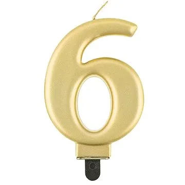 Narozeninová svíčka na dort - 6 - metalická zlatá - 8 cm (5902973124378)