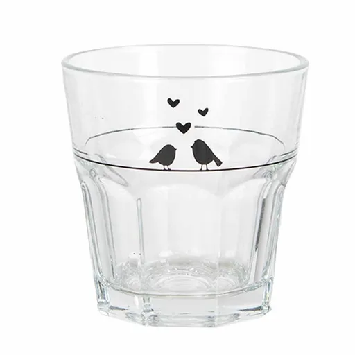 Sklenička s ptáčky a srdíčky Love Birds - Ø 8*8 cm / 200 ml LBSGL0011