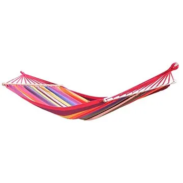 DIMENZA Houpací síť s výztuhou červená s pruhy (DF-002628)