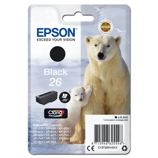 EPSON T2601 (C13T26014012) - originální cartridge, černá, 6,2ml