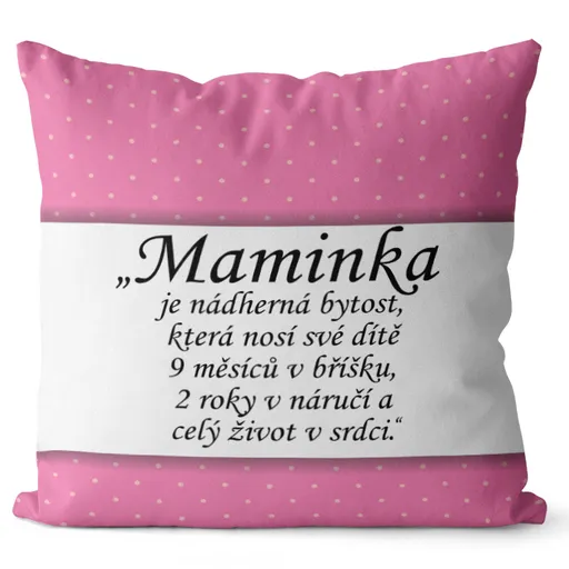 Polštář Maminka – život v srdci (Velikost: 40 x 40 cm)