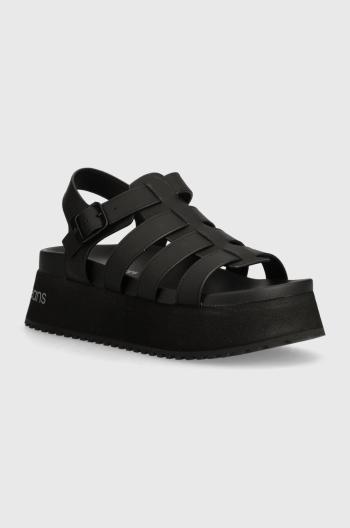 Sandály Calvin Klein Jeans PLATFORM BUCKLE RUBBER MG MTL dámské, černá barva, na platformě, YW0YW01513