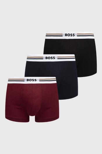 Boxerky BOSS 3-pack pánské, vínová barva, 50492200