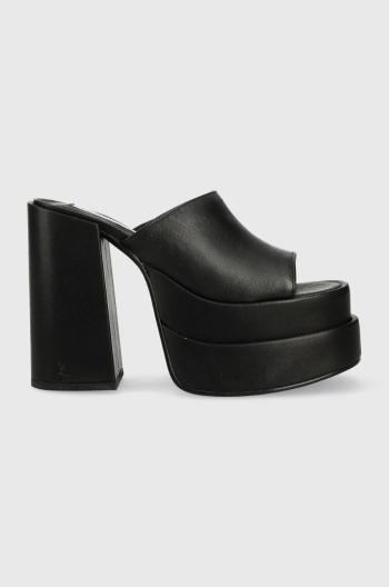 Kožené pantofle Steve Madden Cagey dámské, černá barva, na podpatku, SM11002312