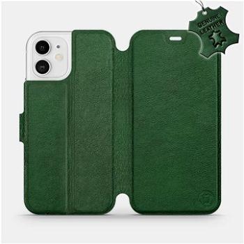 Flipové pouzdro na mobil Apple iPhone 12 - Zelené - kožené -   Green Leather (5903516374861)