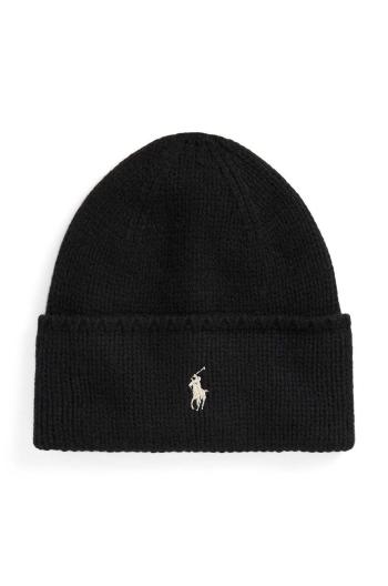 Vlněná čepice Polo Ralph Lauren černá barva, 455954355