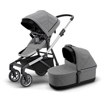 Thule Sleek + Bassinet Grey Melange on Aluminum (0091021972582)