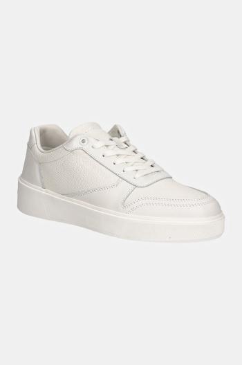 Kožené sneakers boty Calvin Klein LOW TOP LACE UP BSKT LTH bílá barva, HM0HM01624