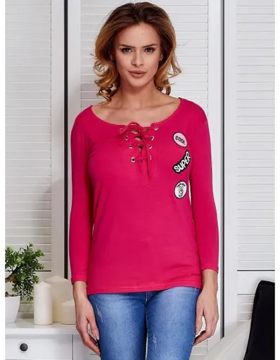 Dámská halenka krajková  se záplatami FINE tmavě růžová