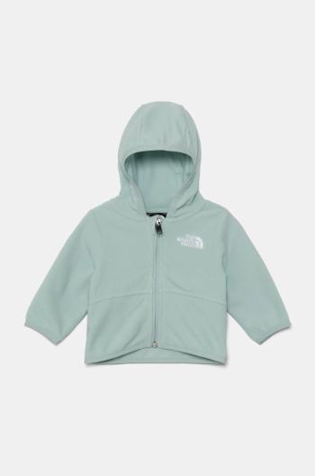 Kojenecká fleecová mikina The North Face BABGLACIER F/Z HOODIE tyrkysová barva, s kapucí, NF0A8B1A1OC1