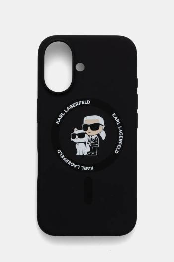 Obal na telefon Karl Lagerfeld iPhone 16 6.1 černá barva, KLHMP16SSCMKCRHK