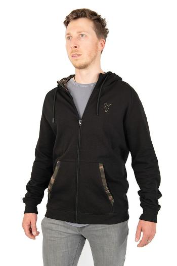 Fox Rybářská Mikina LW Black/Camo Print Zip Hoody - XXXL