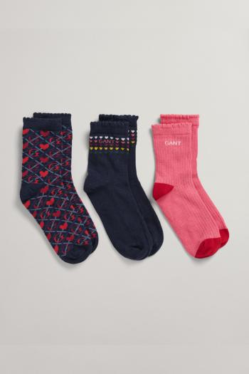 PONOŽKY GANT D1. HEART SOCKS 3-PACK EVENING BLUE