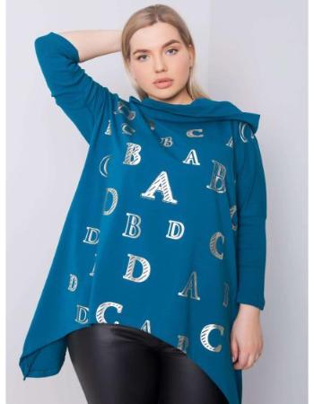 Dámská halenka plus size s kapucí AINA modrá