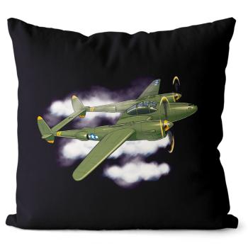 Polštář P-38 Lightning (Velikost: 40 x 40 cm, Podšití beránkem: NE)