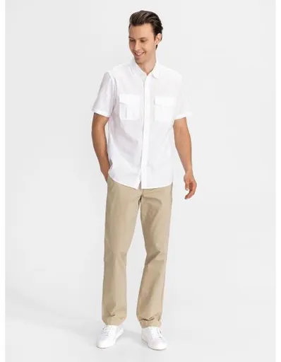 Kalhoty essential khaki straight fit GapFlex