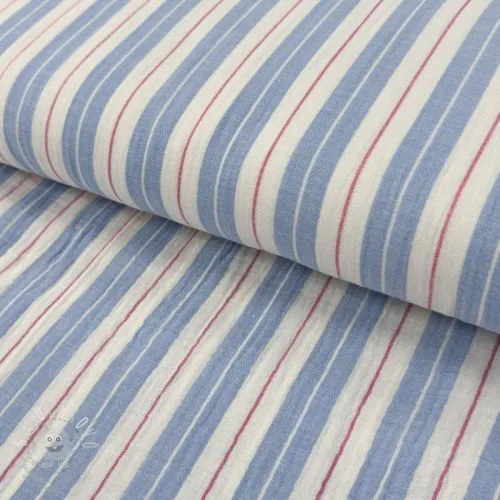 Dvojitá gázovina/mušelín YARN DYED Line blue