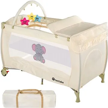 Dětská cestovní postýlka slon 132 × 75 × 104 cm béžová (402204)