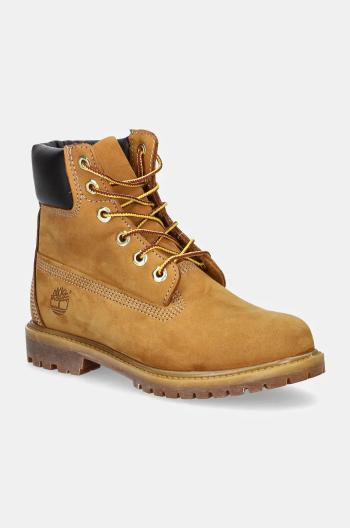 Kožené boty Timberland Premium 6 Inch dámské, hnědá barva, na plochém podpatku, lehce zateplené, TB1103617131