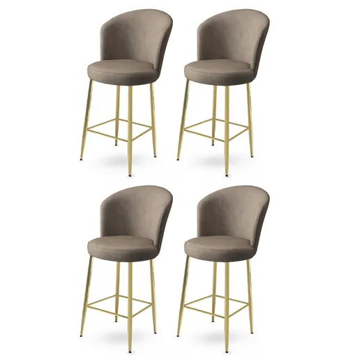 Bar Stool Set (4 Pieces) Fora - Cappuccino, Gold