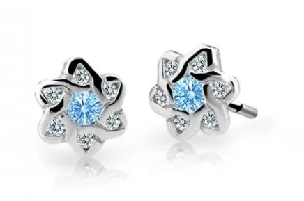 Cutie Jewellery Dětské náušnice z bílého zlata C2149-30-X-2 světle modrá