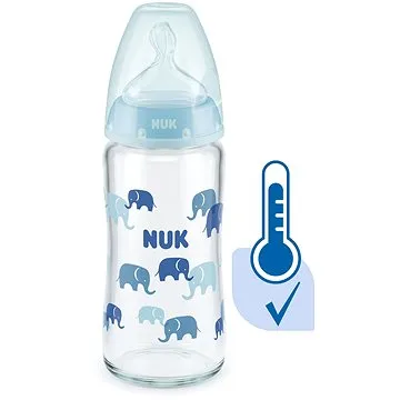 NUK FC+ láhev sklo s kontrolou teploty 240 ml, modrá (BABY20611a)