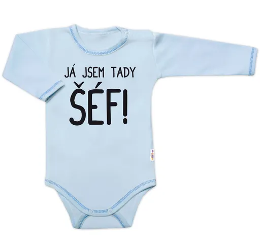 Baby Nellys Body dl. rukáv s vtipným textem, Já jsem tady ŠÉF!, vel. 80