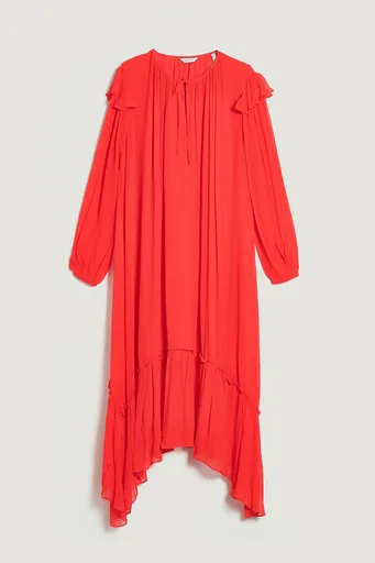 ŠATY GANT MAXI VISCOSE FRILL DRESS BOLD RED