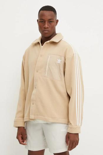 Fleecová mikina adidas Originals béžová barva, s aplikací, IX5219