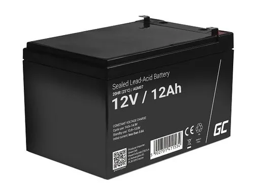 Green Cell AGM VRLA 12V 12Ah maintenance-free battery for the alarm system, cash register, toys