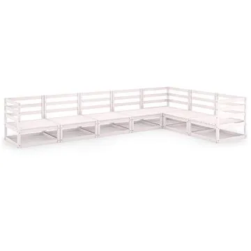 7dílná zahradní sedací souprava bílá masivní borovice, 3075745 (3075745)