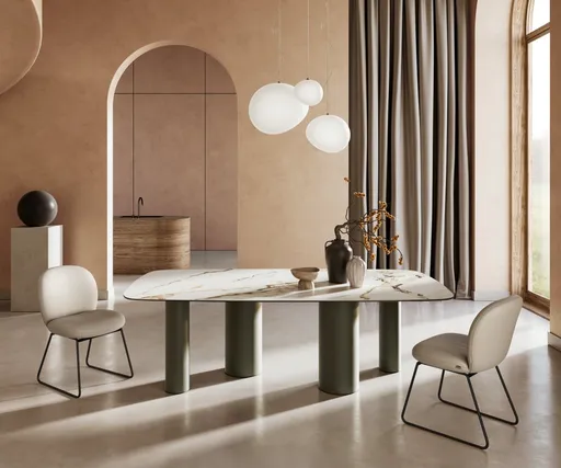 Jídelní stůl Edge oválný 240x120 cm keramika Calacatta Luxe