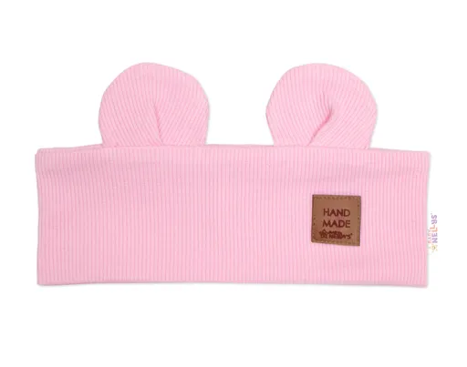 Baby Nellys Čelenka Teddy s oušky pro děti Hand Made - růžová, 1-3 let