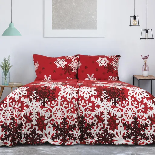 Flanelové ložní povlečení ČERVENÁ ZIMNÍ POHÁDKA