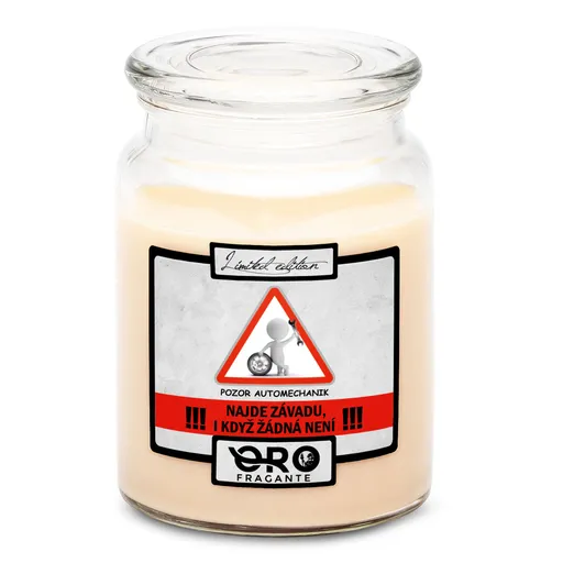 Svíčka Pozor automechanik (Vůně svíčky: Vanilka)