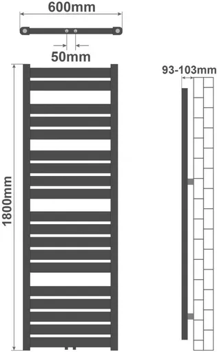 88581 AQUAMARIN Vertikální koupelnový radiátor 180 x 60 cm, bílý