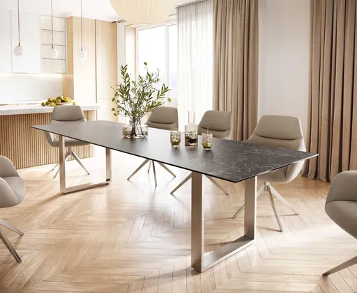 Jídelní stůl Edge 300x100 cm keramika Laminam® Nero Greco šedá