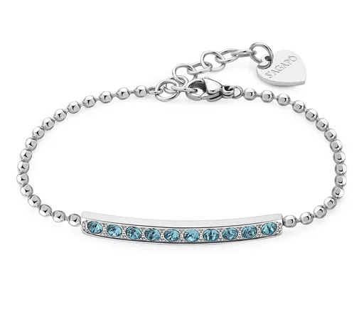 S'Agapõ Třpytivý ocelový náramek se světle modrými krystaly Dazzly SDZ15